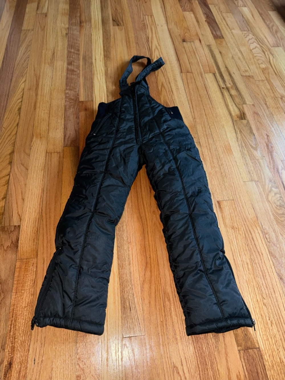 Black Quilted Insulated Snow Bib Pants